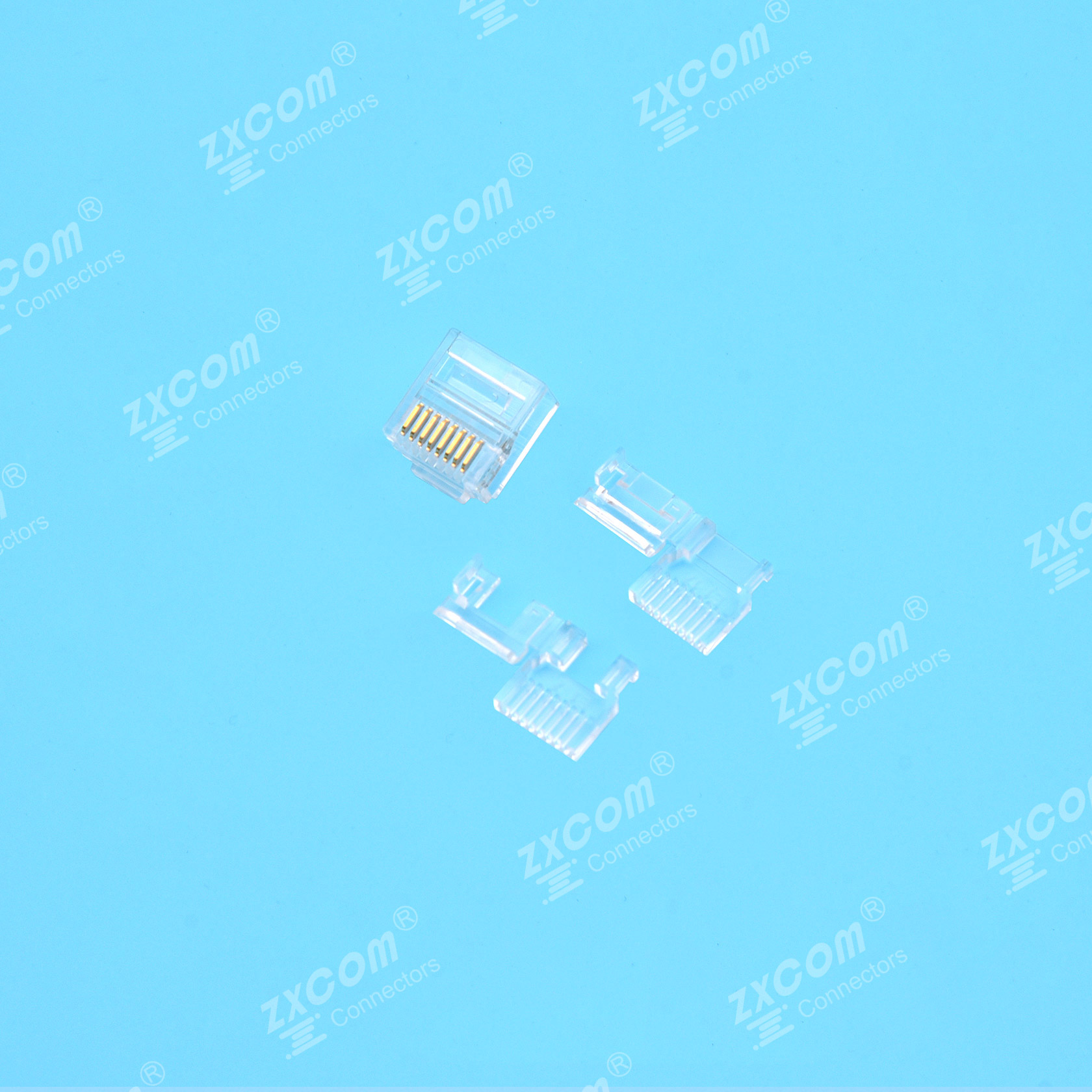 8P8C 水晶头 短体 单排 折叠T套 二件式